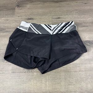 Lululemon Speed Up Shorts Black White Size 4 Running Workout Athleisure Athletic